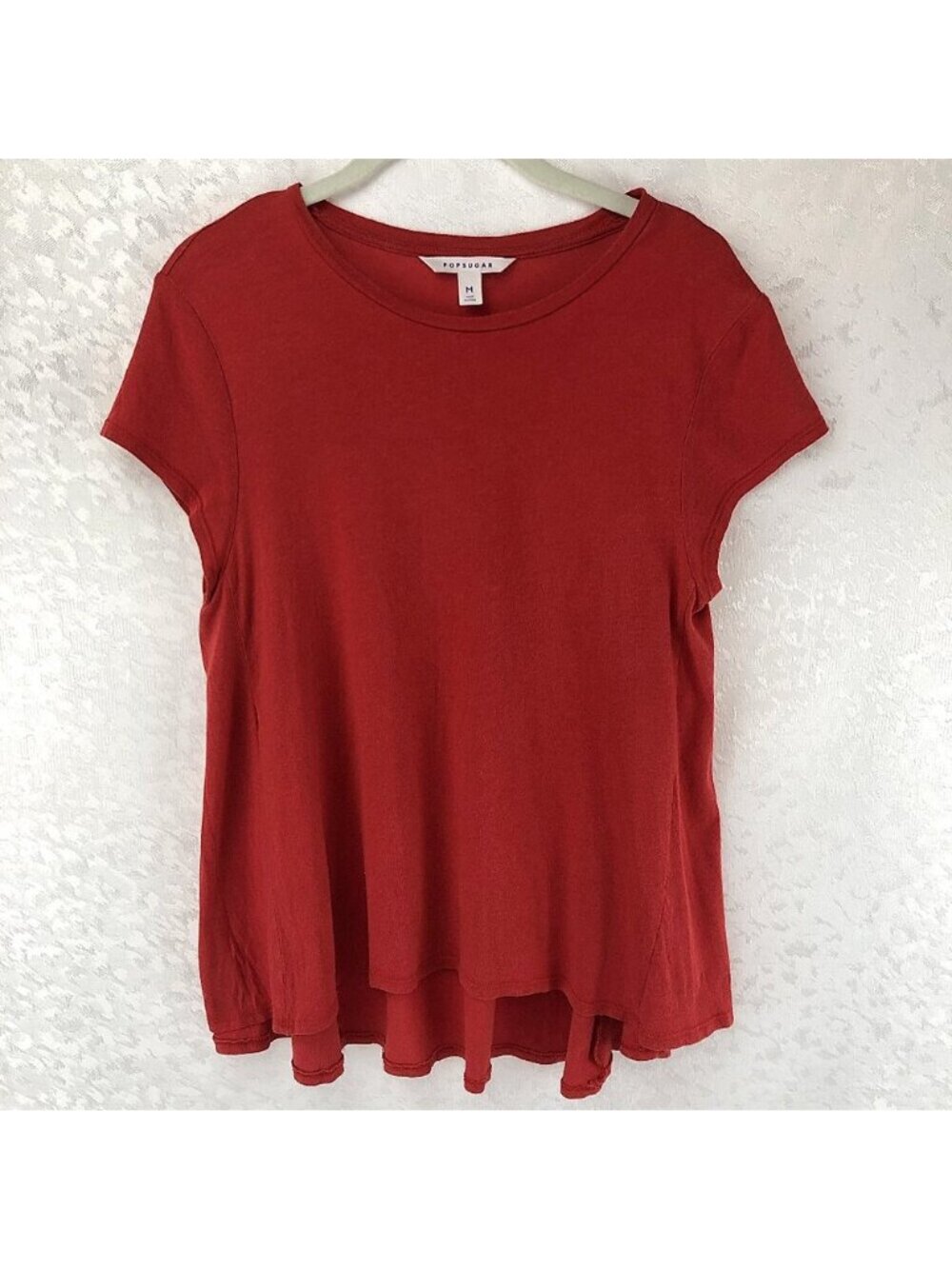 Women's Red Cotton Blend Short Sleeve Tee Shirt